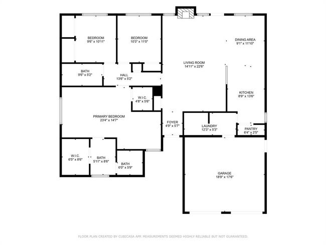 This floor plan features three bedrooms, including a spacious primary suite with a walk-in closet. The open living and dining area connects to a well-sized kitchen and pantry. It includes two additional bathrooms, a laundry room, and a two-car garage. Ideal for comfortable family living. | Image 27