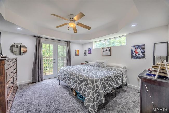 Carpeted bedroom with access to exterior, recessed lighting, and ceiling fan | Image 45