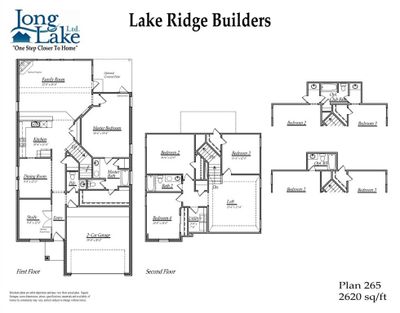 Plan 265 features 4 bedrooms, 3 full baths, 1 half bath, and over 2, 600 square feet of living space. | Image 2