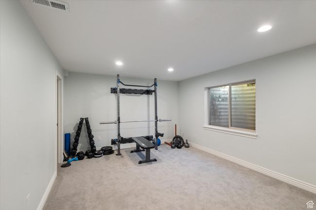 Exercise room featuring recessed lighting, carpet, and baseboards | Image 15