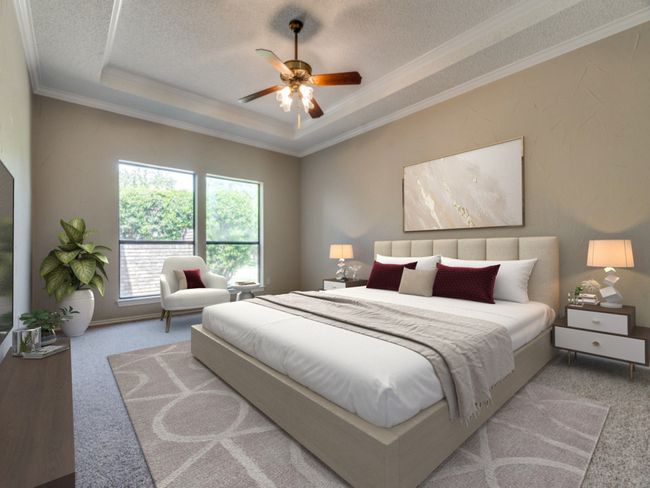 Primary bedroom has new carpet and is virtually staged. | Image 21