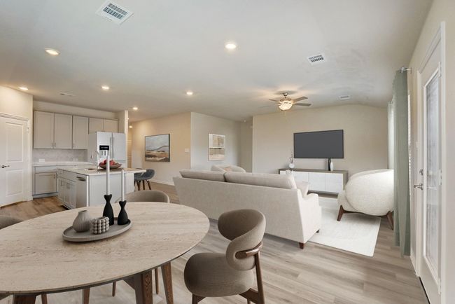 Dining area featuring light wood-type flooring, recessed lighting, and ceiling fan | Image 5