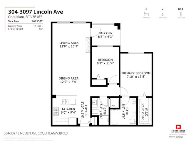 304 - 3097 Lincoln Avenue, Condo with 2 bedrooms, 2 bathrooms and 1 parking in Coquitlam BC | Image 23