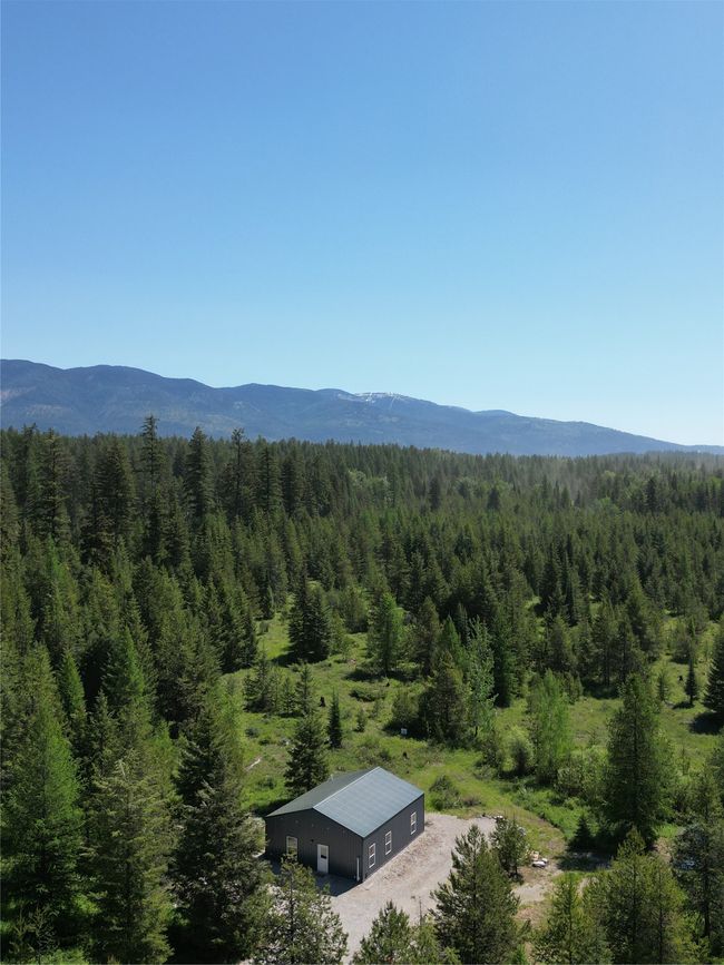 View from above of property with a heavily wooded area and mountains | Image 28