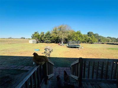 View of yard with a rural view, a trampoline, and a storage unit | Image 2