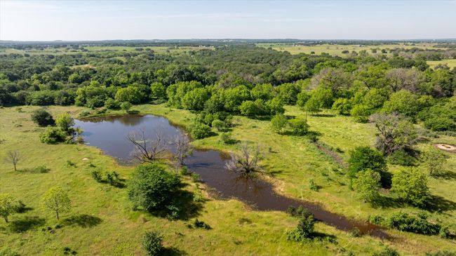 Aerial view of the back pond on the property | Image 15