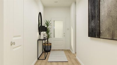 Doorway to outside featuring light hardwood / wood-style flooring | Image 2