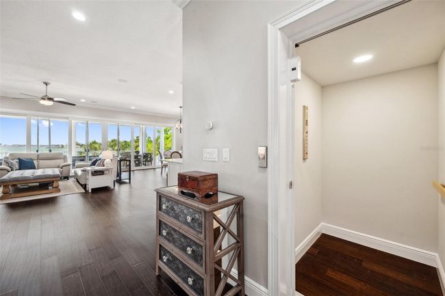 View of 2nd floor living space and elevator (right). | Image 33