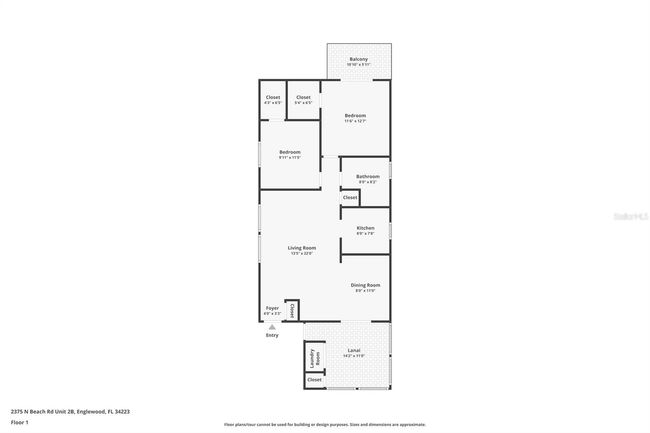 UNIT-2B - 2375 N Beach Rd, Condo with 2 bedrooms, 1 bathrooms and null parking in Englewood FL | Image 6