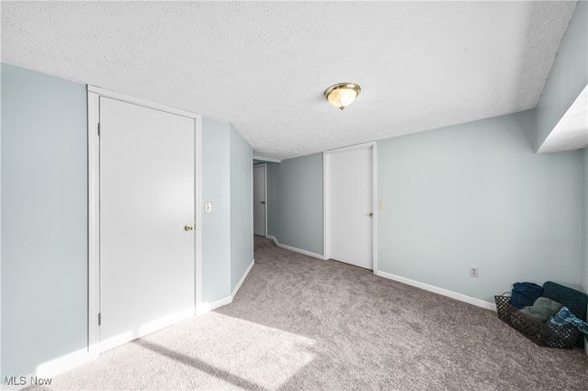 Basement room with light carpet and a textured ceiling | Image 20