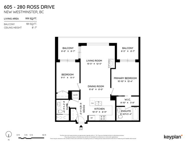 605 - 280 Ross Drive, Condo with 2 bedrooms, 2 bathrooms and 1 parking in New Westminster BC | Image 37