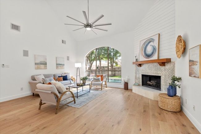 Living room custom tiled gas starter wood burning fireplace | Image 8