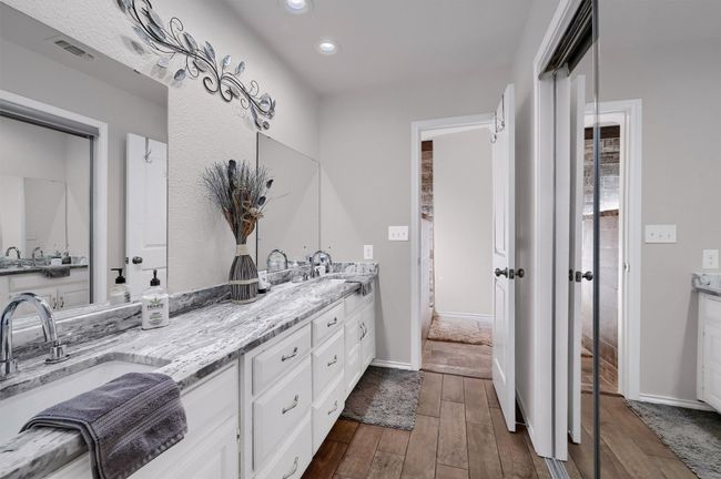 Full bathroom featuring dark wood-type flooring and recessed lighting | Image 18