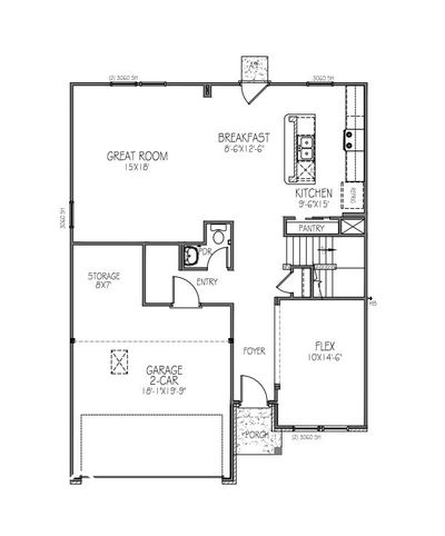 First Floor Plan - Structural options added include: 4th bedroom floor plan in place of a loft, walk-in shower in primary bathroom, and water softener rough-in in laundry room | Image 2