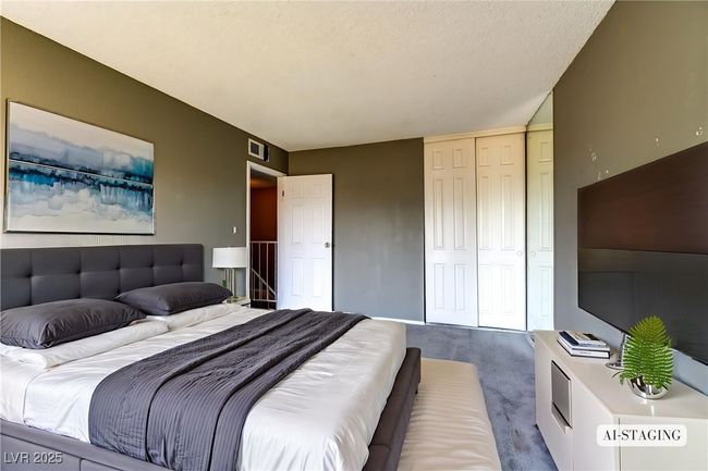 Bedroom with carpet floors and a closet | Image 4