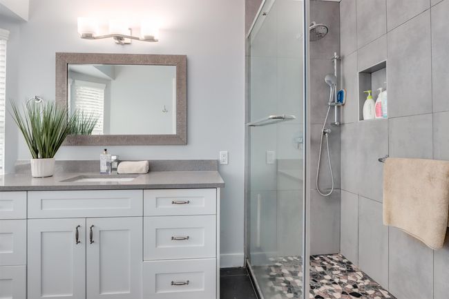 Bathroom featuring a stall shower and vanity | Image 16