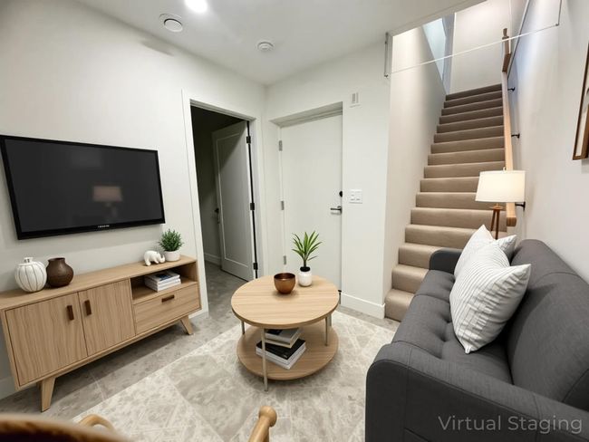 Living area with baseboards and stairs | Image 16