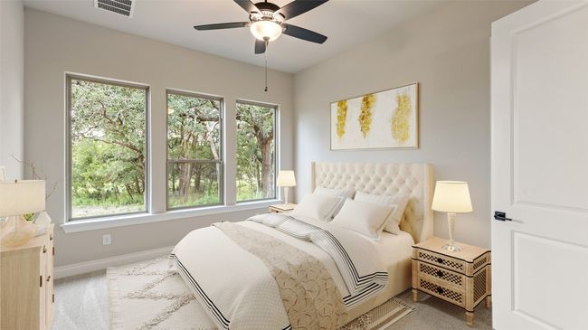Bedroom with carpet and ceiling fan | Image 12