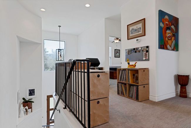 Stairway with carpet floors, recessed lighting, and a ceiling fan | Image 17