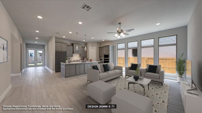 Living room featuring ceiling fan, plenty of natural light, and recessed lighting | Image 4