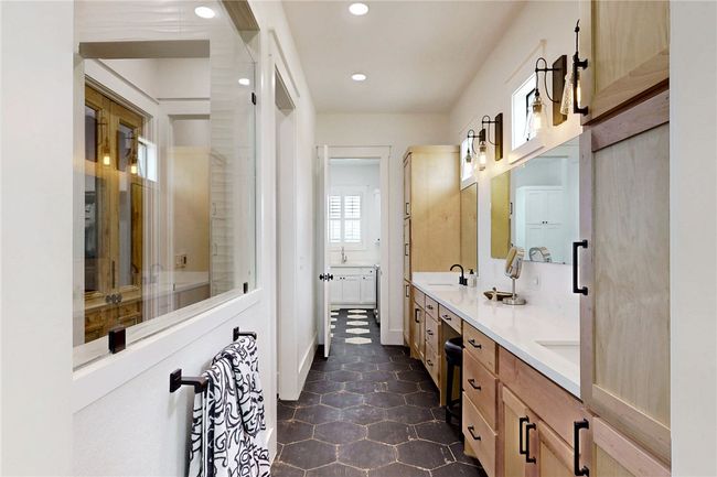 Full bath featuring double vanity, recessed lighting, and tile patterned flooring | Image 18