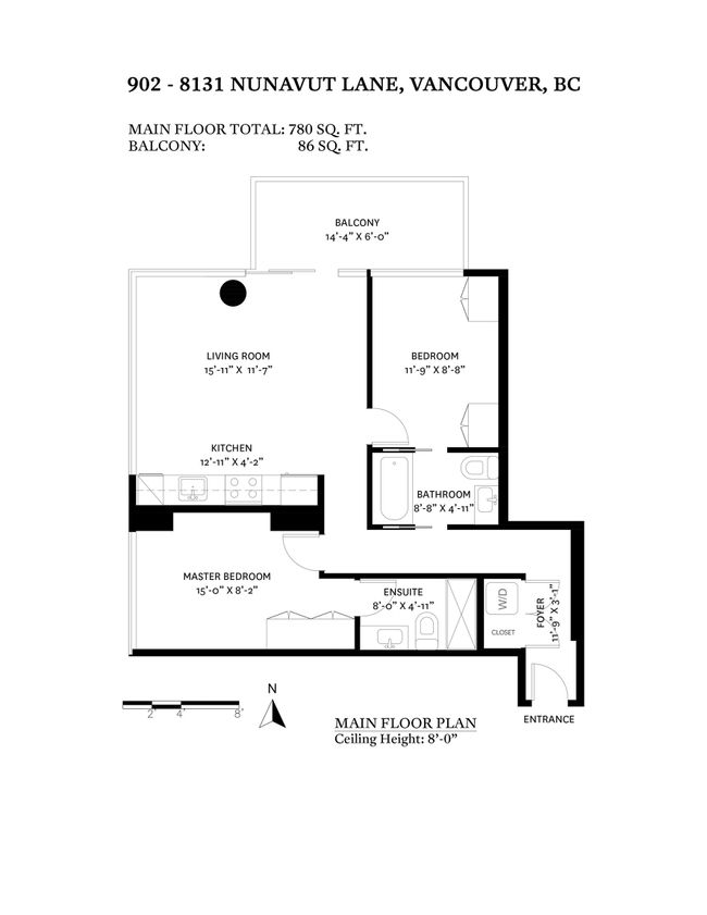 902 - 8131 Nunavut Lane, Condo with 2 bedrooms, 2 bathrooms and 1 parking in Vancouver BC | Image 18