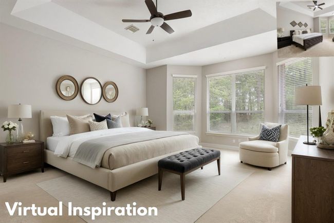 Virtual Staging of Primary Bedroom offers another choice in designer style. | Image 24