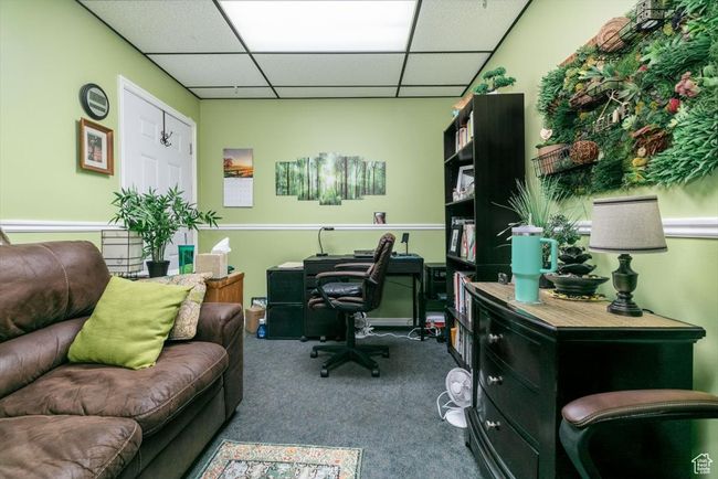 Office area featuring a paneled ceiling and carpet | Image 21