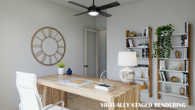 Our Rousseau plan offers a private home office perfect for work or play. VIRTUALLY STAGED RENDERING | Image 12