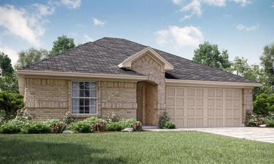 Ranch-style home featuring a garage and a front yard | Image 1