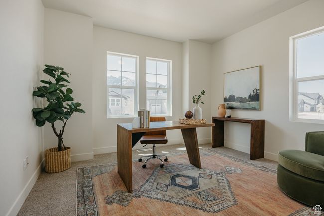 Office with light colored carpet and baseboards | Image 22