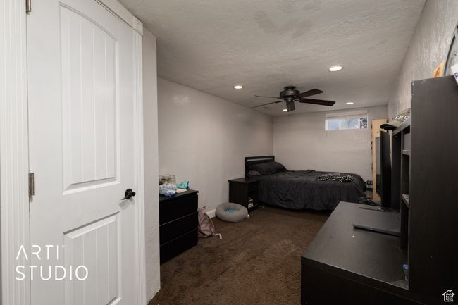 Bedroom with carpet floors, recessed lighting, and ceiling fan | Image 49