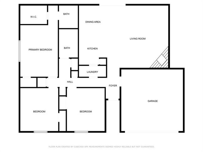 This floor plan features a spacious layout with three bedrooms, including a primary bedroom with a walk-in closet and ensuite bath. There's an additional bathroom, a large living room, dining area, kitchen, and laundry room. The plan also includes a foyer and a two-car garage. | Image 15