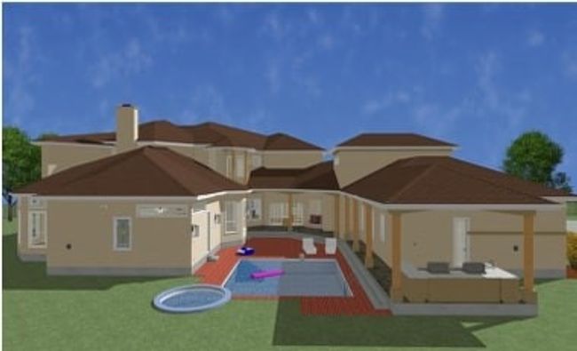 Rendering of courtyard of possible property featuring a yard and pool | Image 24