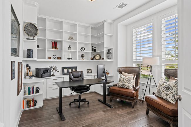 Office area featuring dark wood finished floors | Image 5