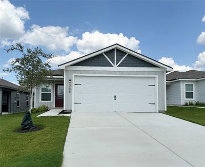 Welcome home to the three-bedroom, two-bathroom Hawthorne plan at Cool Water at Sonterra! An inviting front porch welcomes you inside to discover all that this impressive home has to offer. You’ll find upgrades such as WI-Fi enabled garage door opener with ability to link to Amazon Key, programmable thermostat and blinds at front window. | Image 1