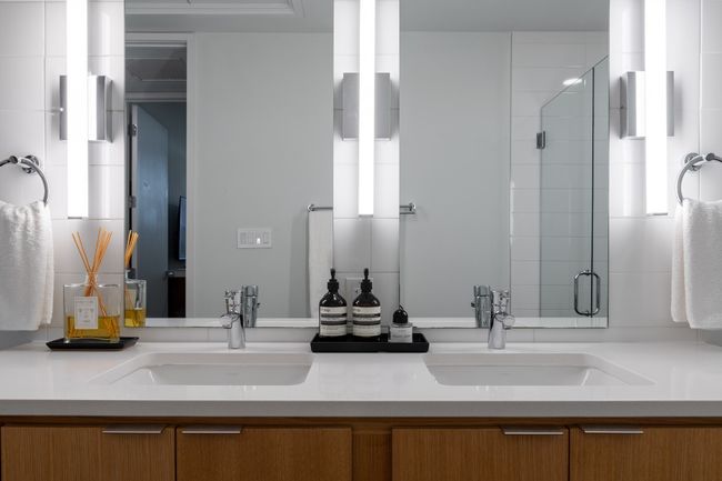 Bathroom with a sink, double vanity, and a stall shower | Image 23