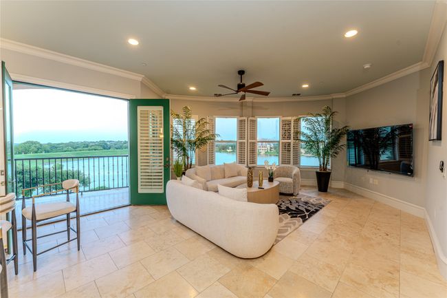 Living room featuring ceiling fan, recessed lighting, and ornamental molding | Image 12