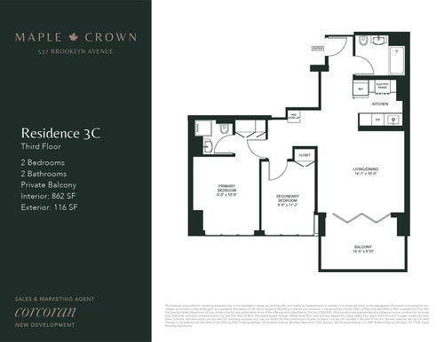 3c-537 Brooklyn Ave, Brooklyn, NY, 11225-5215 | Card Image