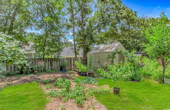 View of yard featuring a greenhouse and an outbuilding | Image 27
