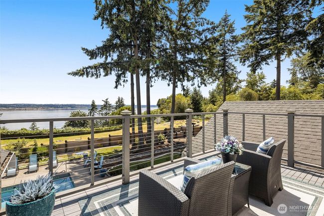 One of two balconies on home facing Puget Sound overlooking backyard. | Image 26