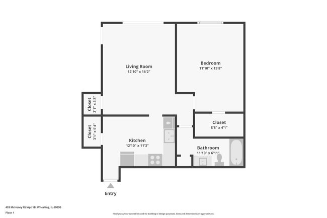 APT-1B - 493 Mchenry Rd, Condo with 1 bedrooms, 1 bathrooms and 2 parking in Wheeling IL | Image 30
