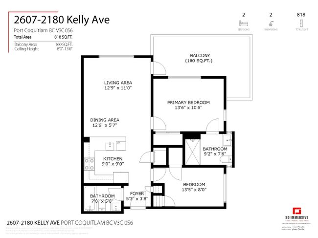 2607 - 2180 Kelly Avenue, Condo with 2 bedrooms, 2 bathrooms and 2 parking in Port Coquitlam BC | Image 10