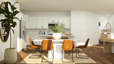 (*Photo of rendering, actual homes colors and finishes will vary) Soaked in natural sunlight, the homes eat-in dining room has ample room for a dining table located in the heart of the home. | Image 3