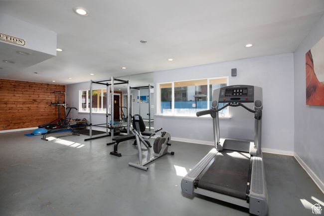 Exercise room featuring plenty of natural light and recessed lighting | Image 23