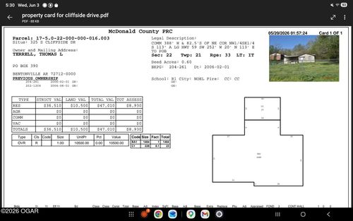 325 S Cliffside Drive, Noel, MO, 64854 | Card Image