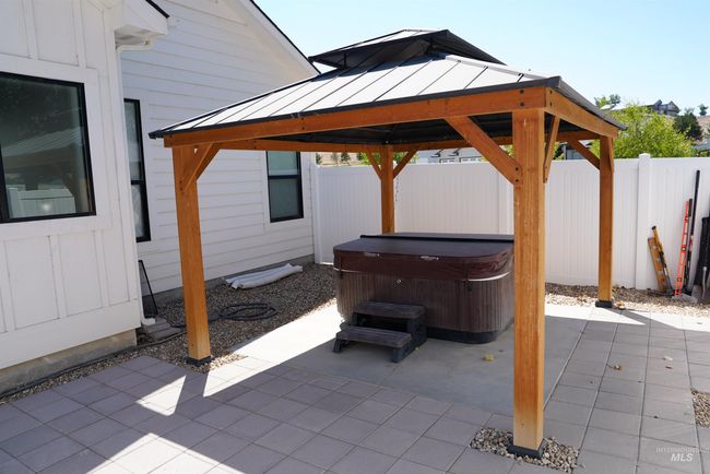 View of patio with a hot tub and a gazebo | Image 42