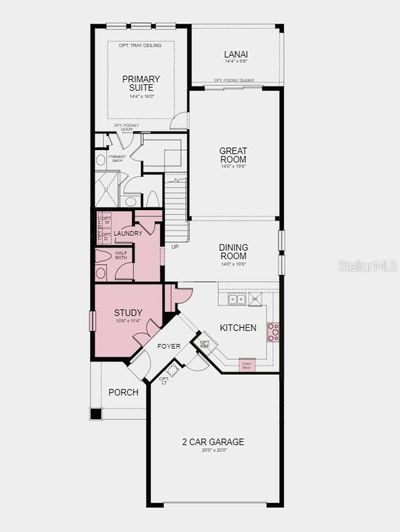 Floor Plan - Structural options added include: gourmet kitchen, French doors into study, game room, and stand-up shower in bath 2 | Image 2