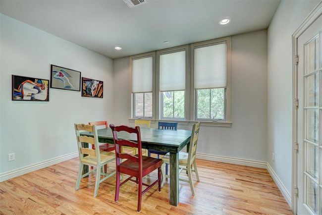 Dining space with recessed lighting, light wood-style flooring, and baseboards | Image 17