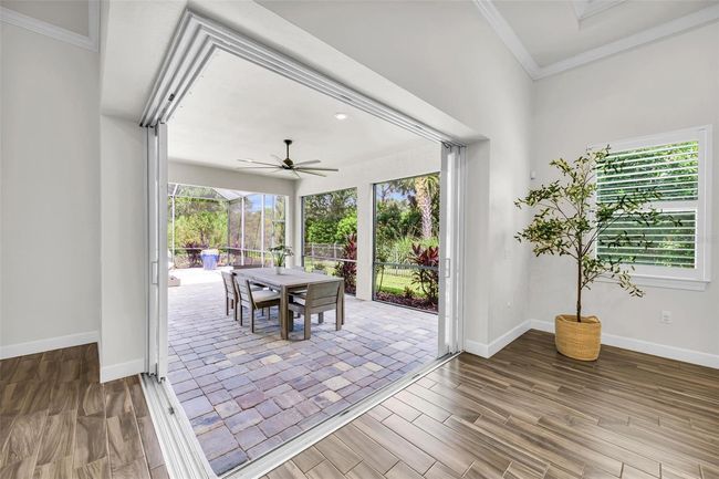 zero corner slider off living room and dining room to the covered patio/screened in lanai | Image 51